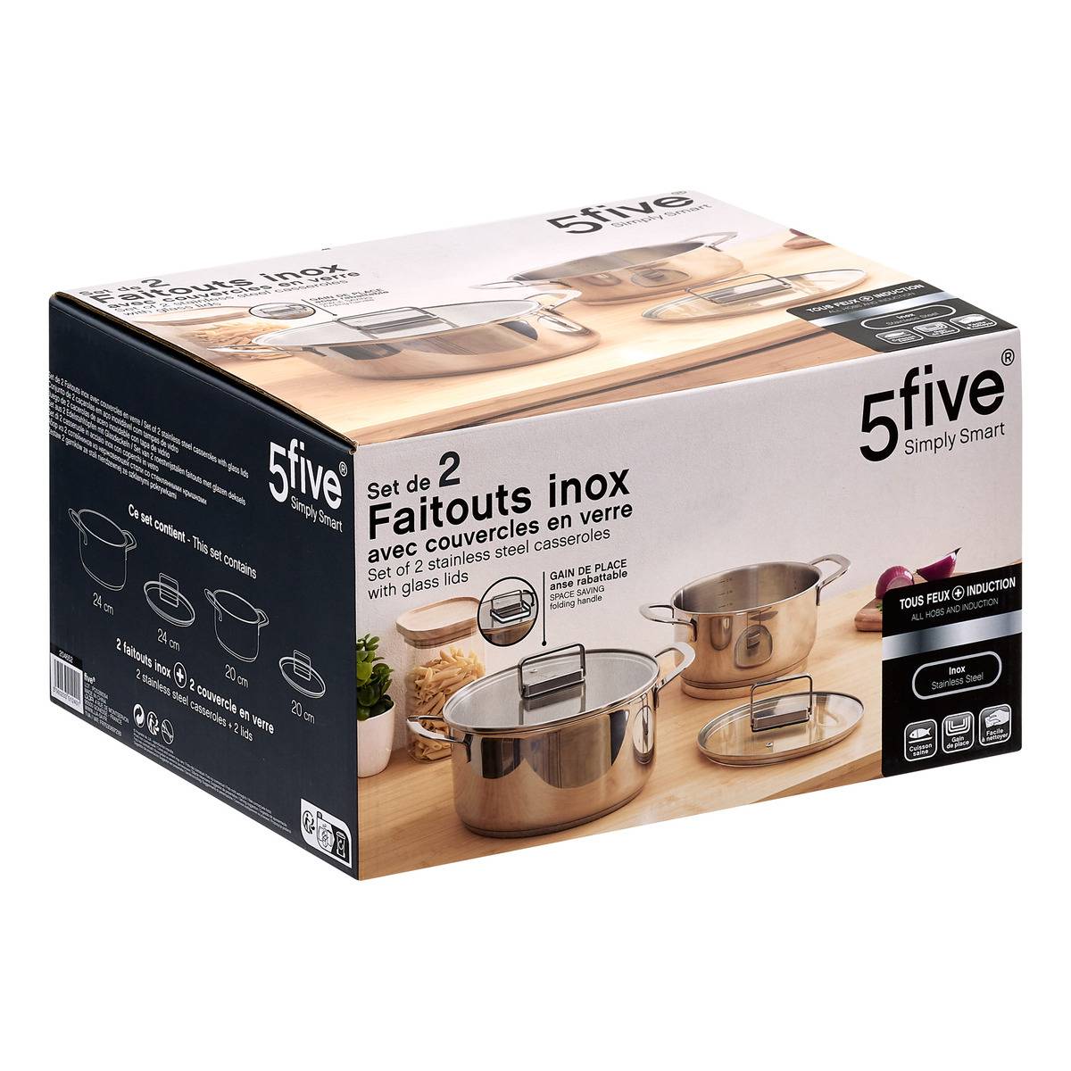 Lot de 2 faitouts BRILLANCE argent, 5FIVE SIMPLY SMART