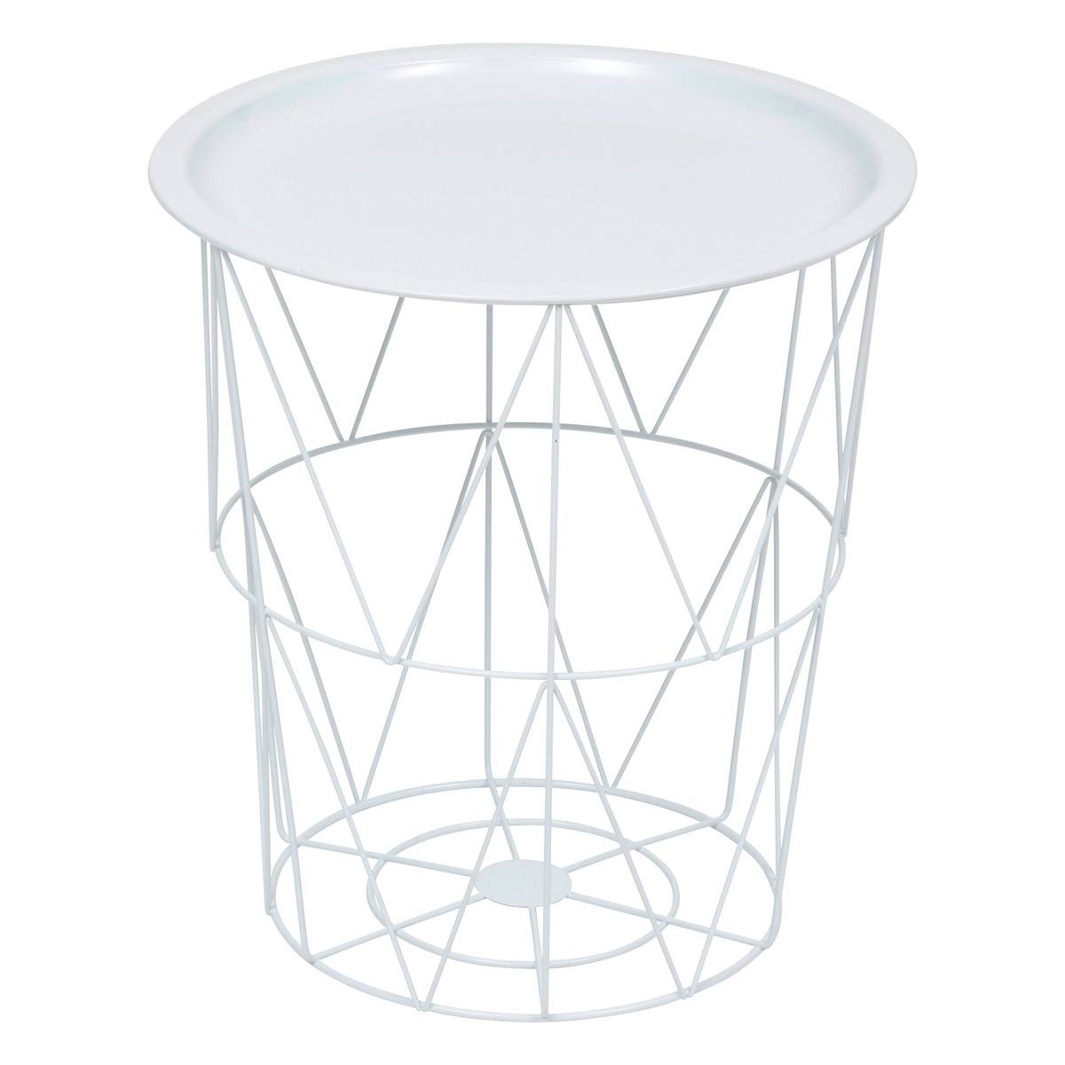Table d'appoint coffre de rangement acier finition brillante KUMI blanc, ATMOSPHERA