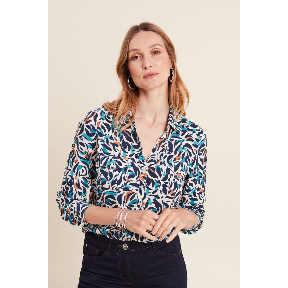 Chemise manches longues bleu canard, BREAL