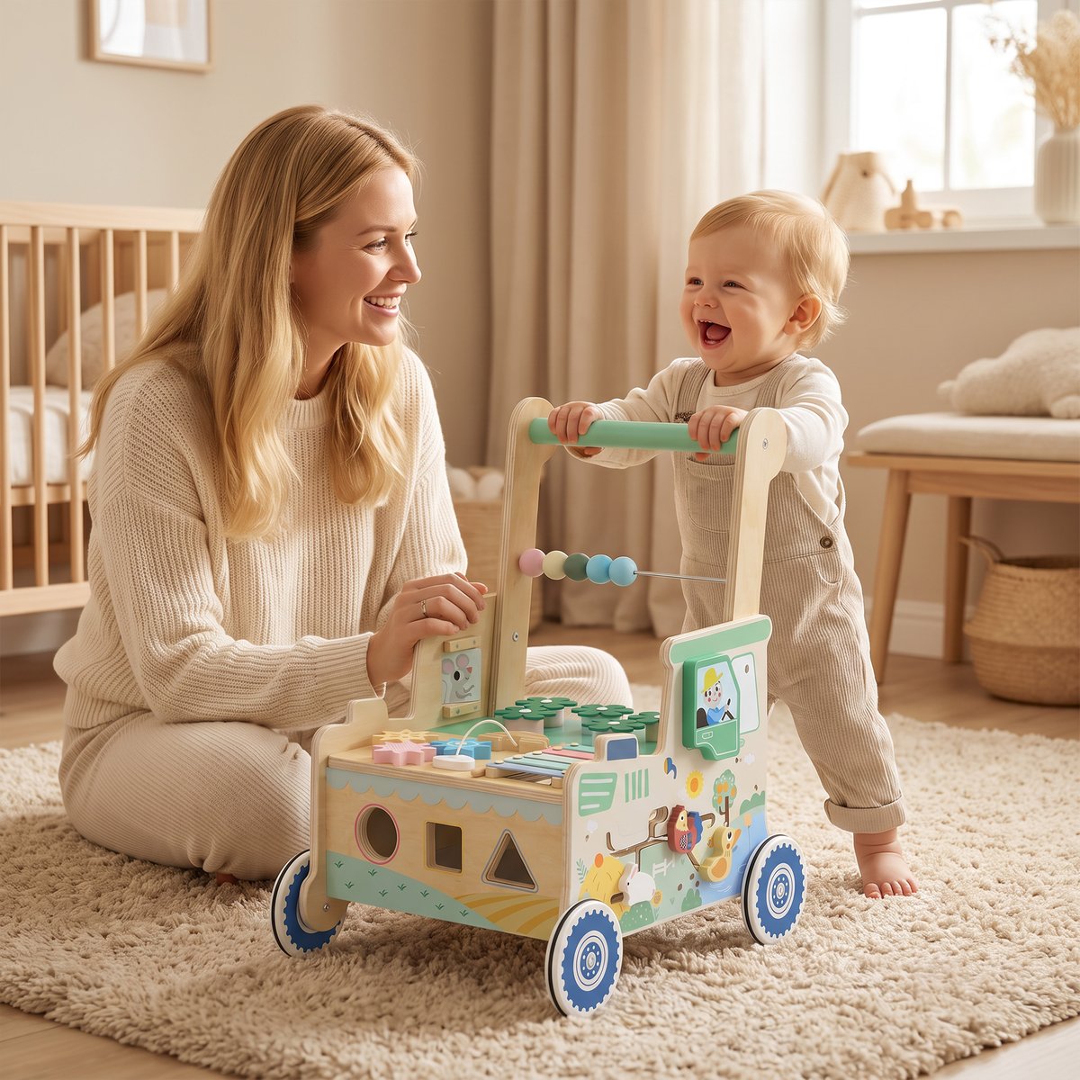 Trotteur pour bébé Panneau multicouche Vert vert, naturel, AIYAPLAY