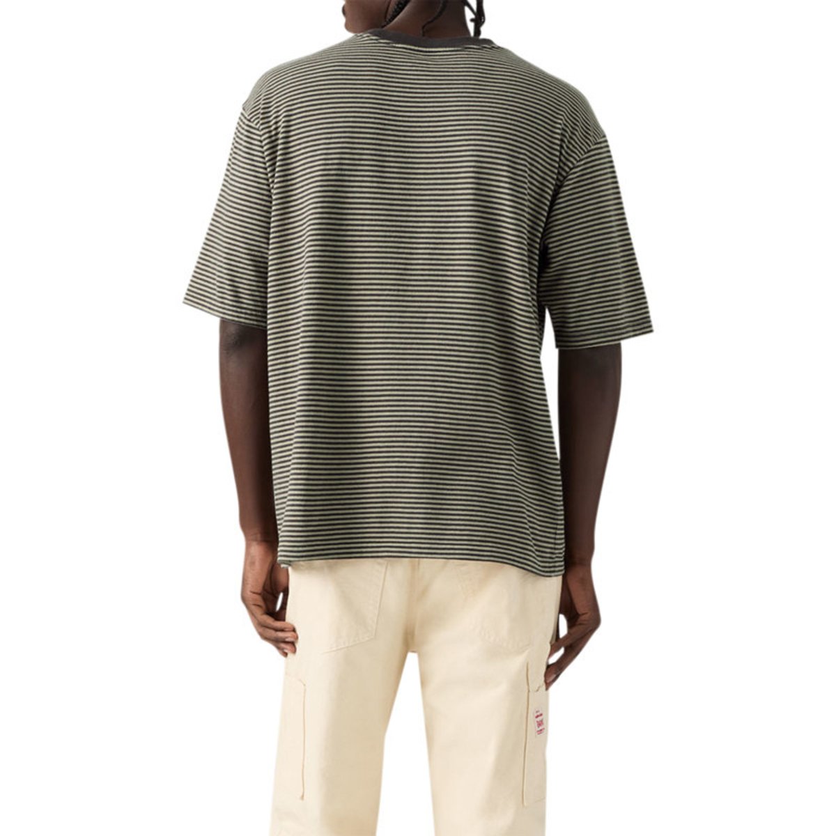 T-shirt en coton anthracite à coupe droite pourvu d'un motif à rayures gris foncé, LEVI'S