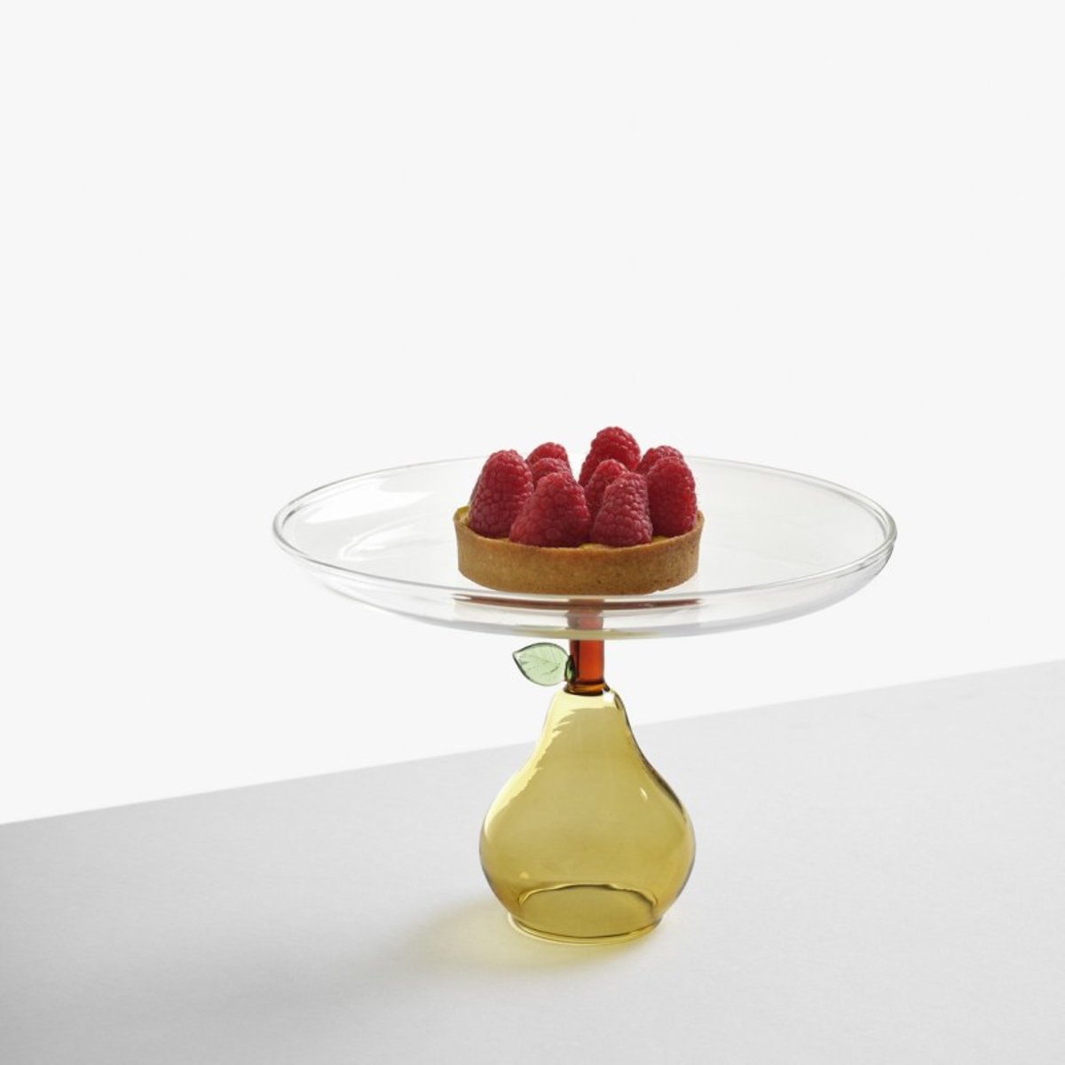 Plat à gâteau sur pied verre poire FRUITS AND FLOWERS jaune, ICHENDORF