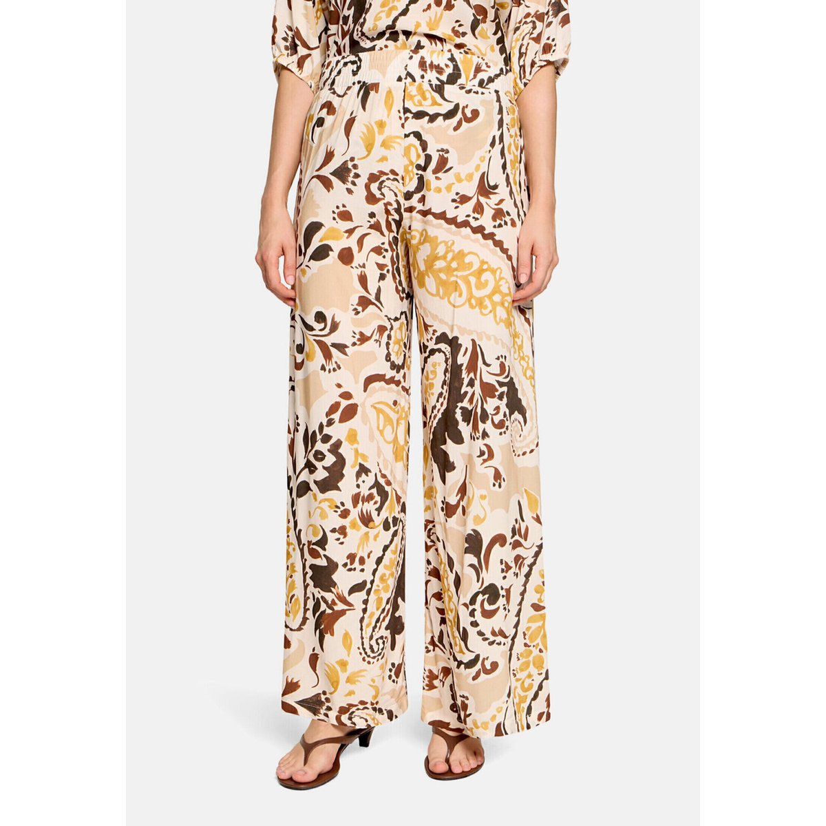 Pantalon palazzo à élastique yellow/brown, CARTOON