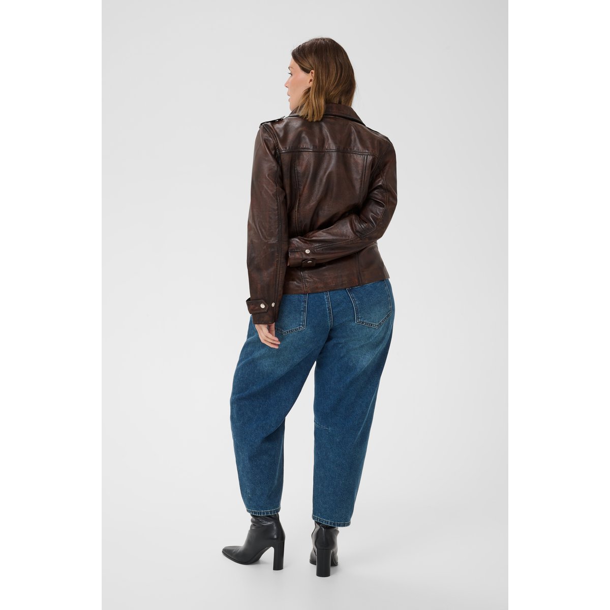Veste en cuir noir rusty black, KAFFE CURVE