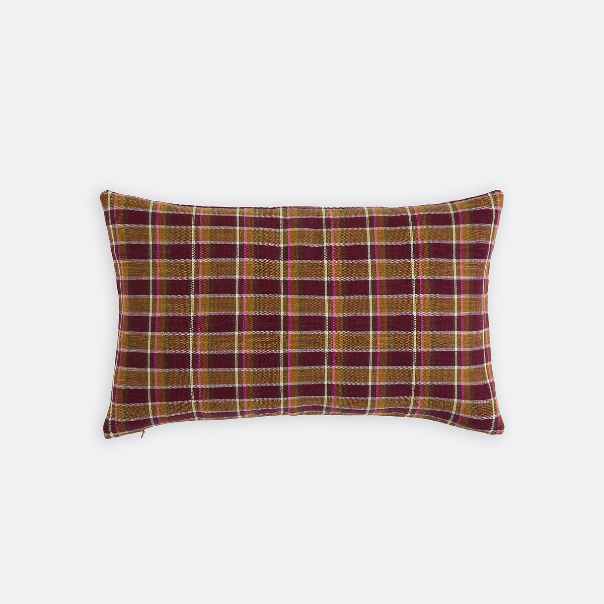 Housse de coussin rectangulaire en coton, imprimé écossais, OSWALD carreaux bordeaux, LA REDOUTE INTERIEURS