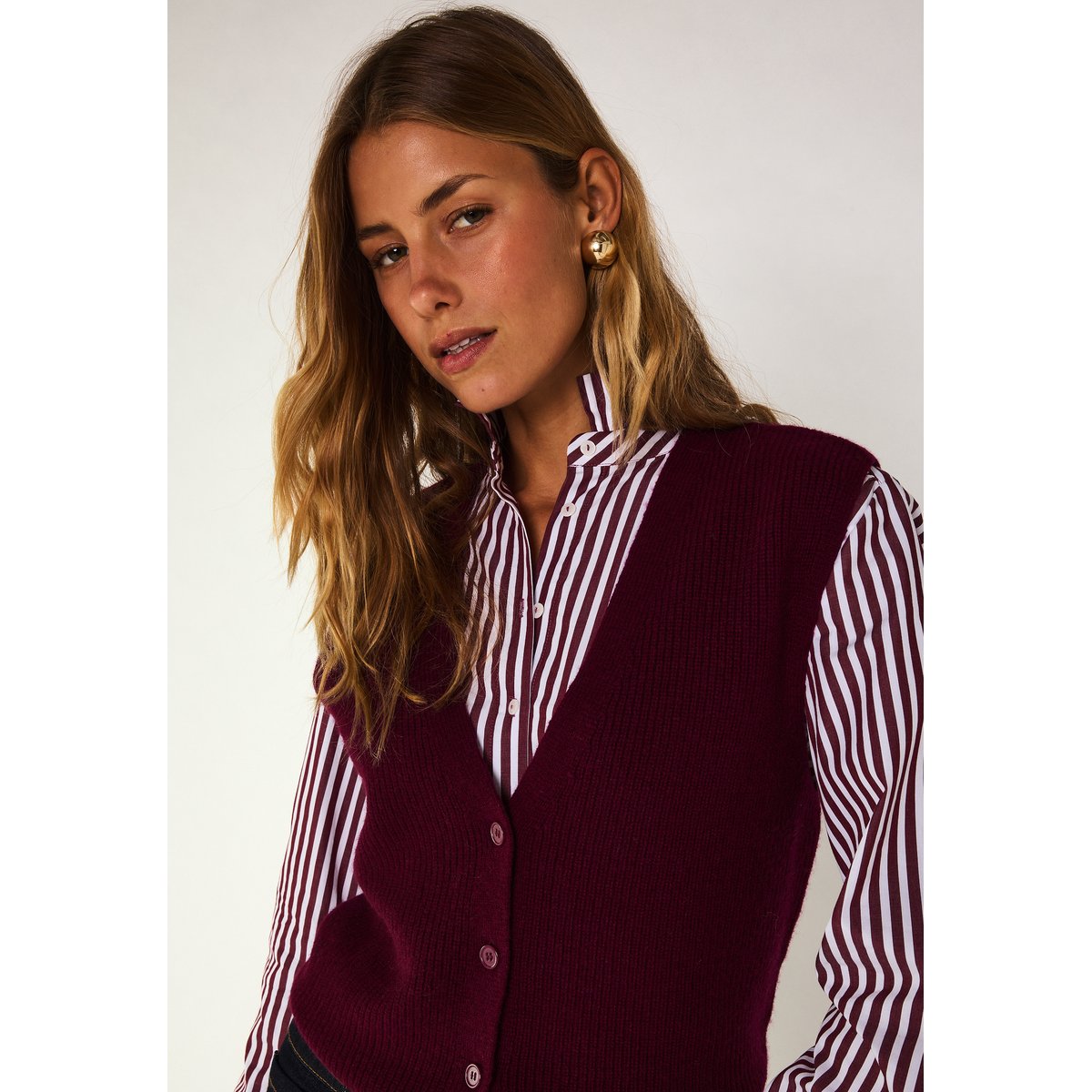 Gilet sans manches en 100% laine PARATY bordeaux, Maison 123