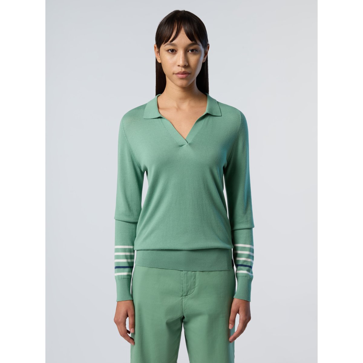 Pull col V aloe vera vert malachite, NORTH SAILS