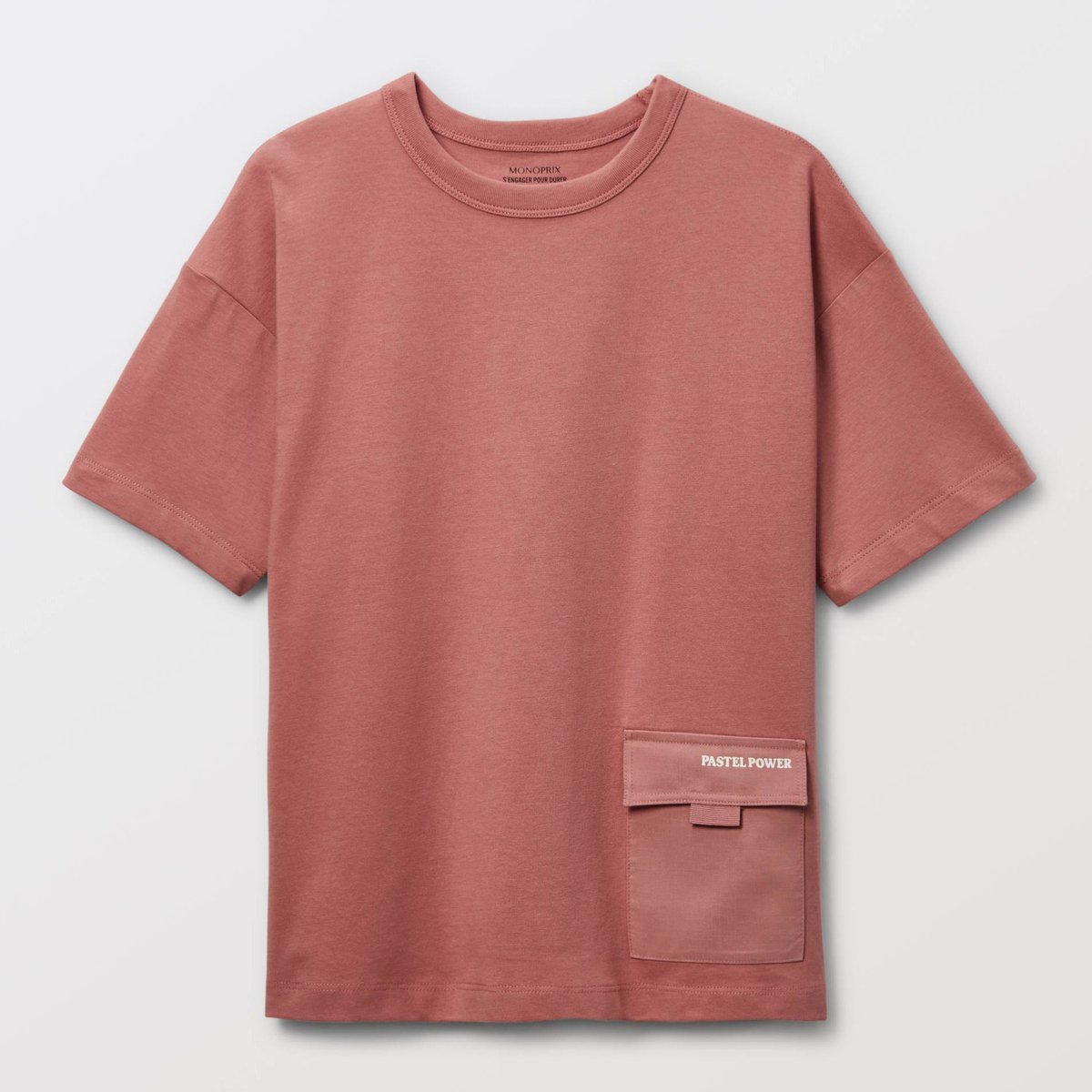 T-shirt manches courtes avec poche en coton BIO GOTS blossom, MONOPRIX