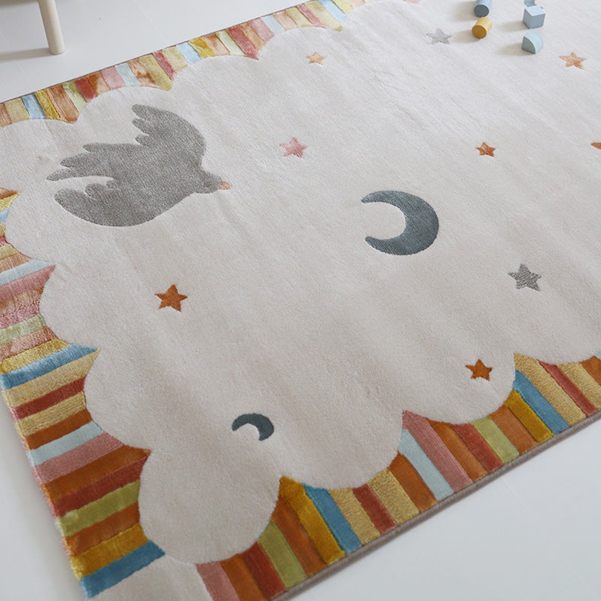 Tapis chambre enfant multicolore DANCING BIRDS couleur unique, NATTIOT
