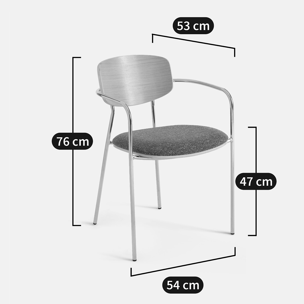 Fauteuil de table chrome et bois, AVINO rouge multicolore, LA REDOUTE INTERIEURS
