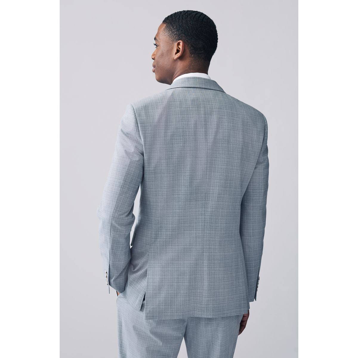Veste de costume slim aux carreaux bleu clair, NEXT