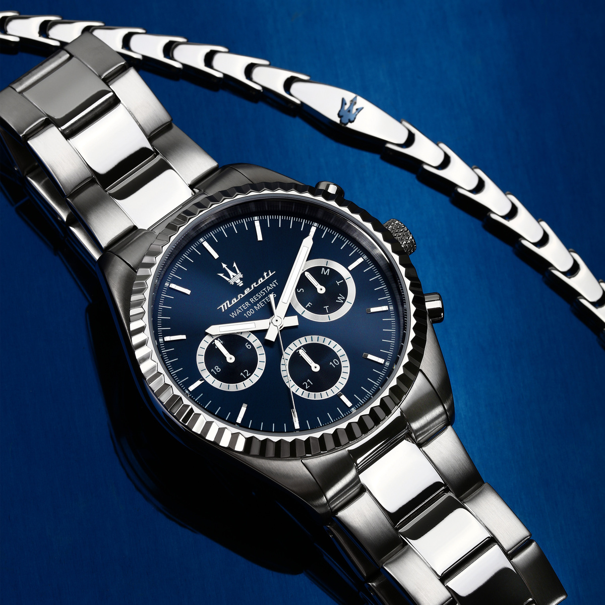 Montre Analogique  COMPETIZIONE argenté bleu foncé argenté, MASERATI