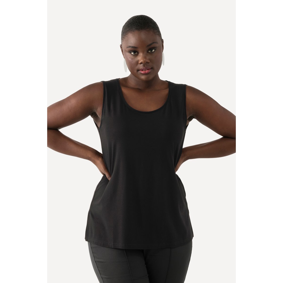 Top en tissu crêpe stretch noir, ULLA POPKEN