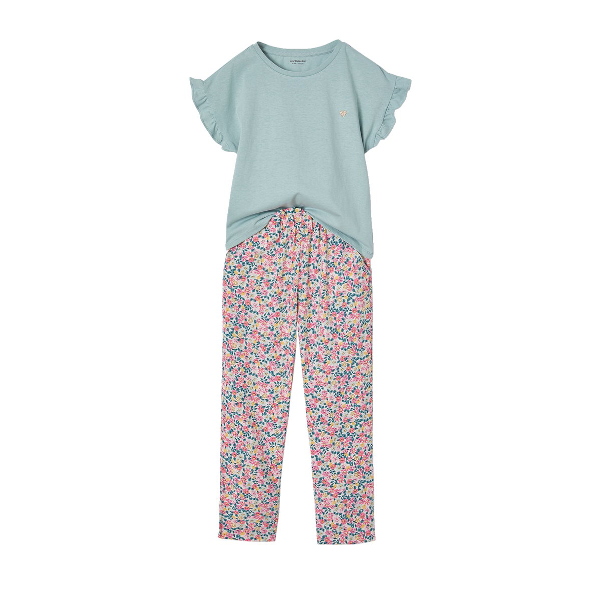 Ensemble tee-shirt + pantalon bleu grisé, VERTBAUDET