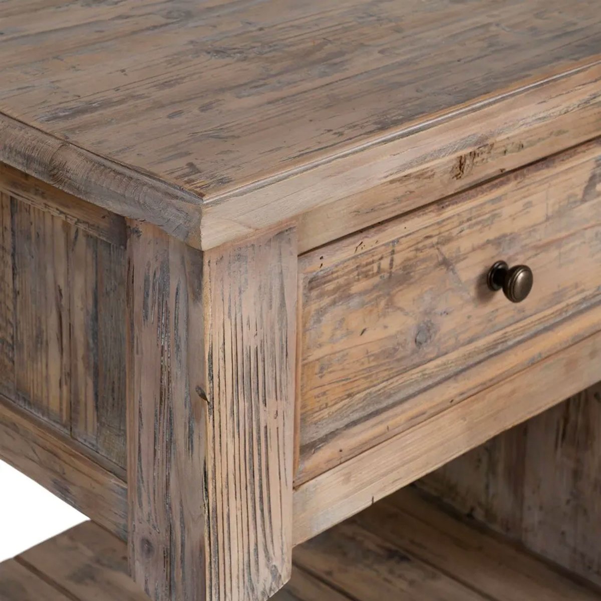 Bahut bois de pin 2 portes vitrées 180x45x88cm bois, WADIGA