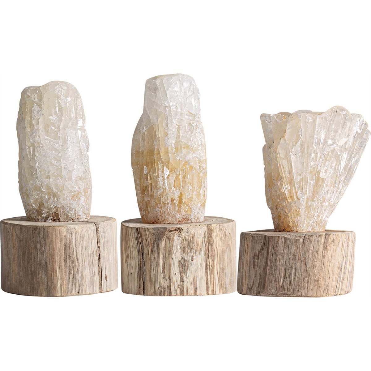 Figurine décorative en cristal et bois ivoire et teck clair, RECOLLECTION