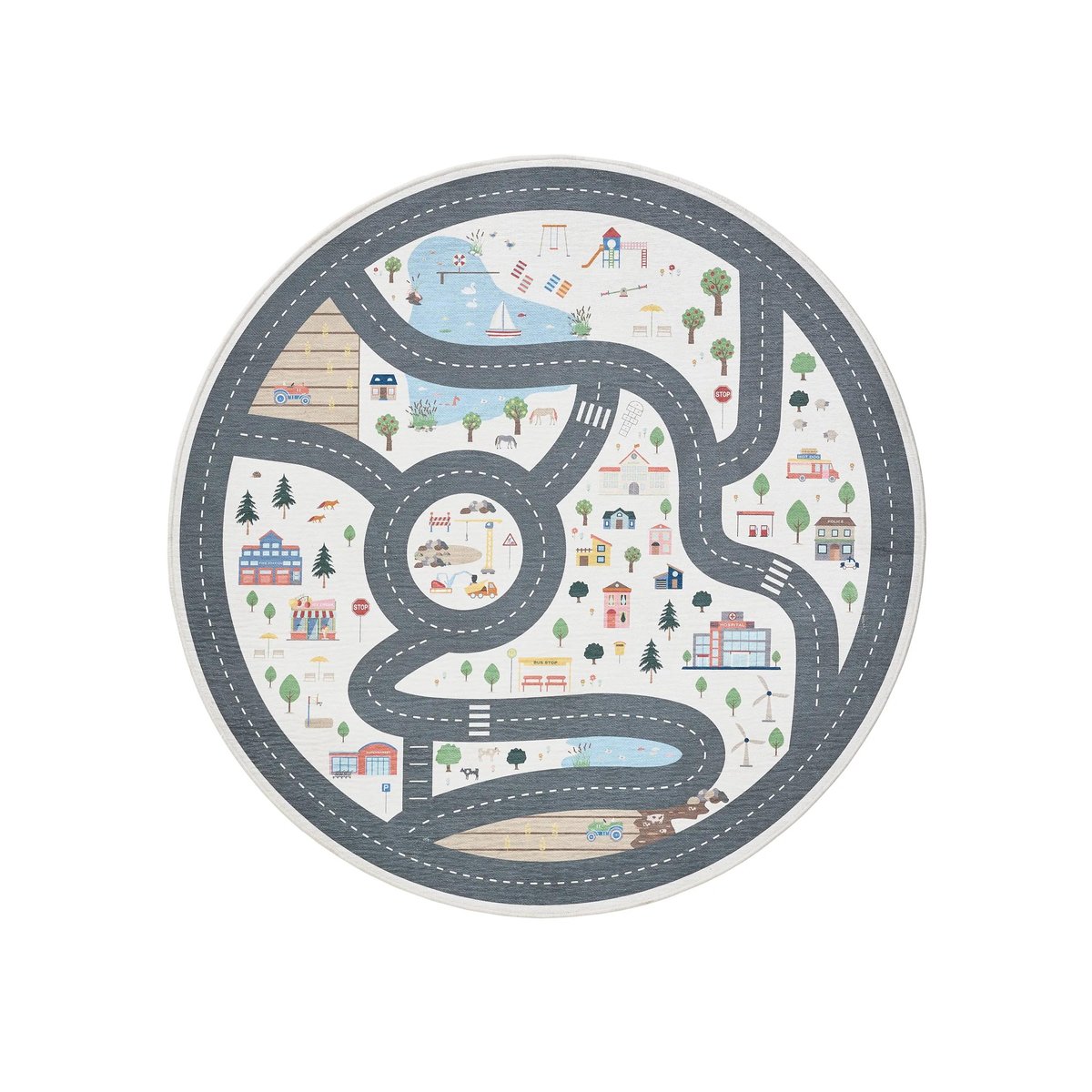 Tapis rond enfant LINUS crème, BENUTA 