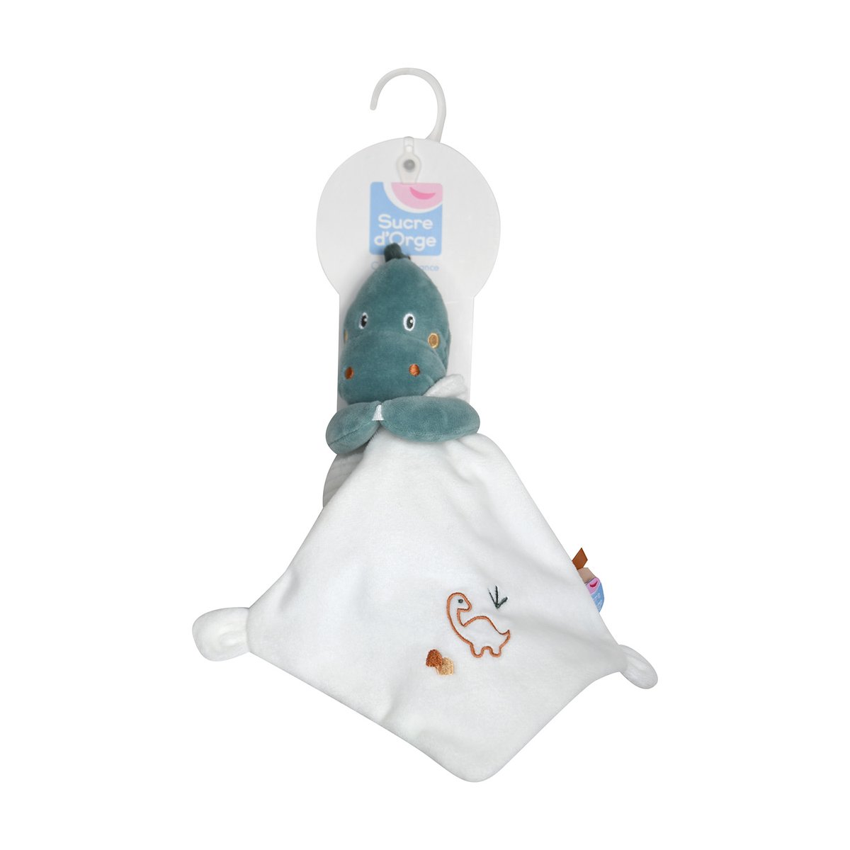Doudou mouchoir dinosaure stefano vert, SUCRE D'ORGE