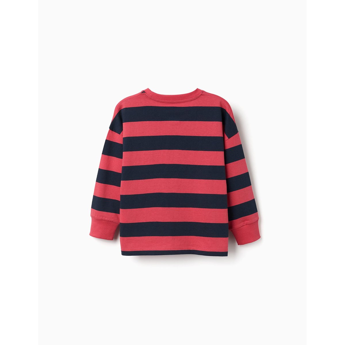 T-shirt à manches longues en coton à rayures et imprimé rouge, ZIPPY