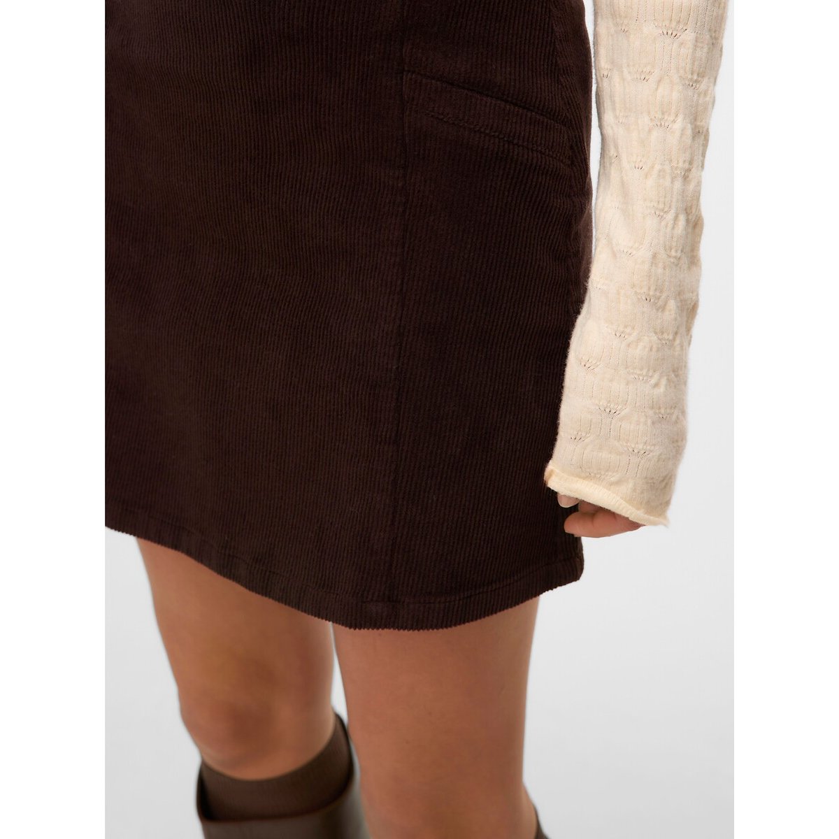 Jupe en velours marron chocolat, VERO MODA