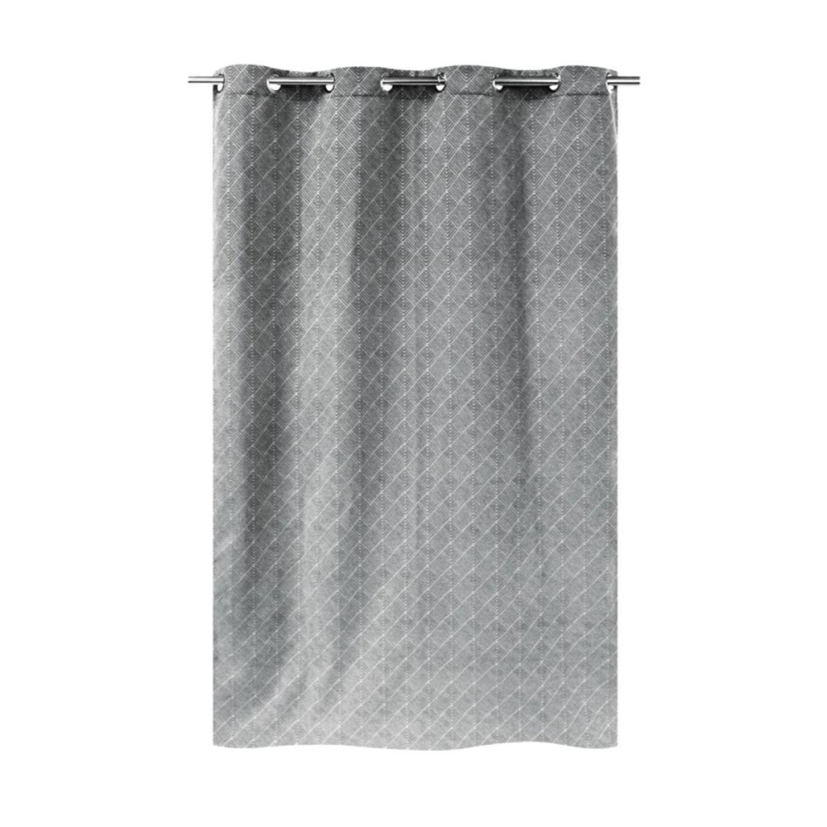 Rideau tissé jacquard chenille 140x250cm gris, ORNAMI