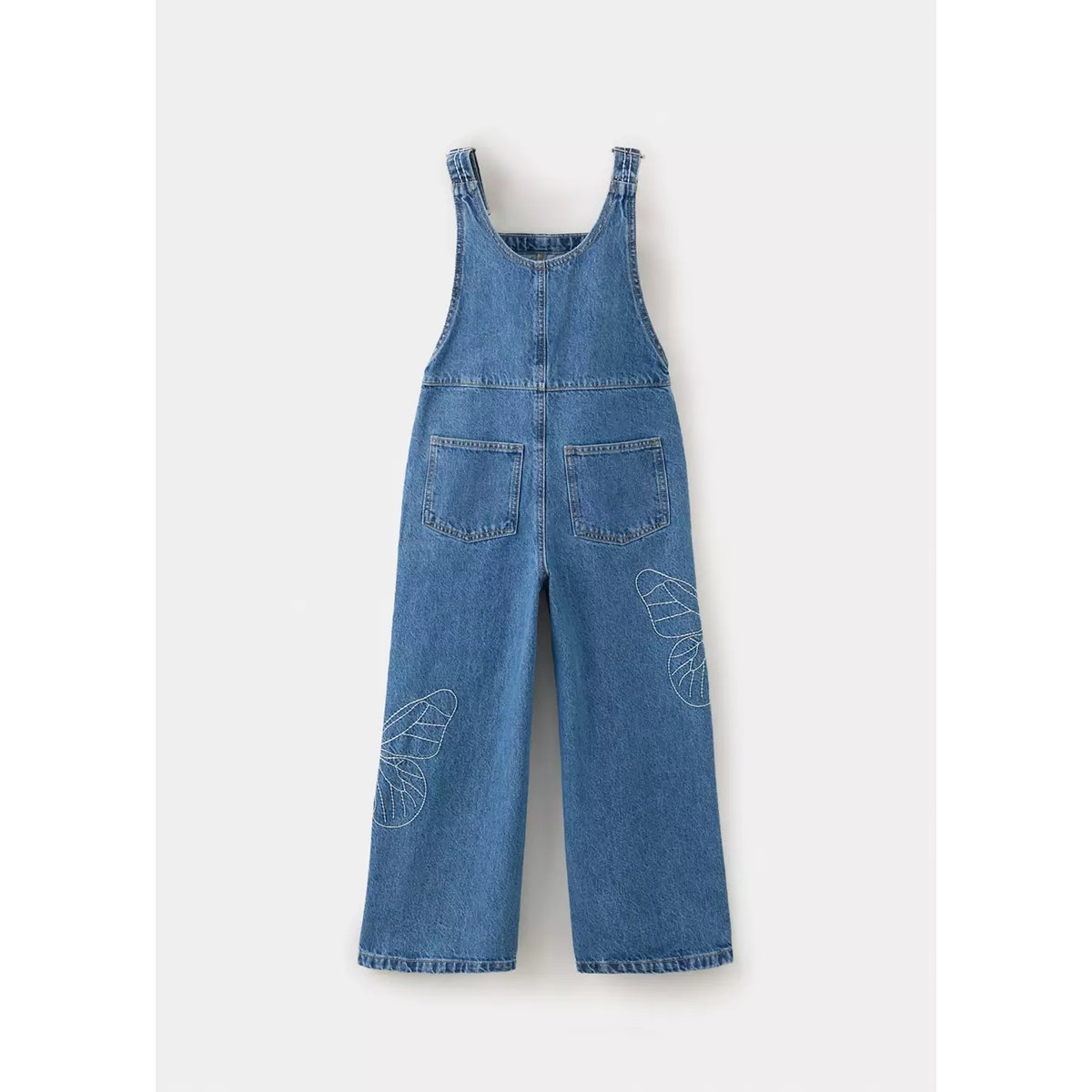 Salopette en jean brodée de papillons bleu foncé, MANGO KIDS
