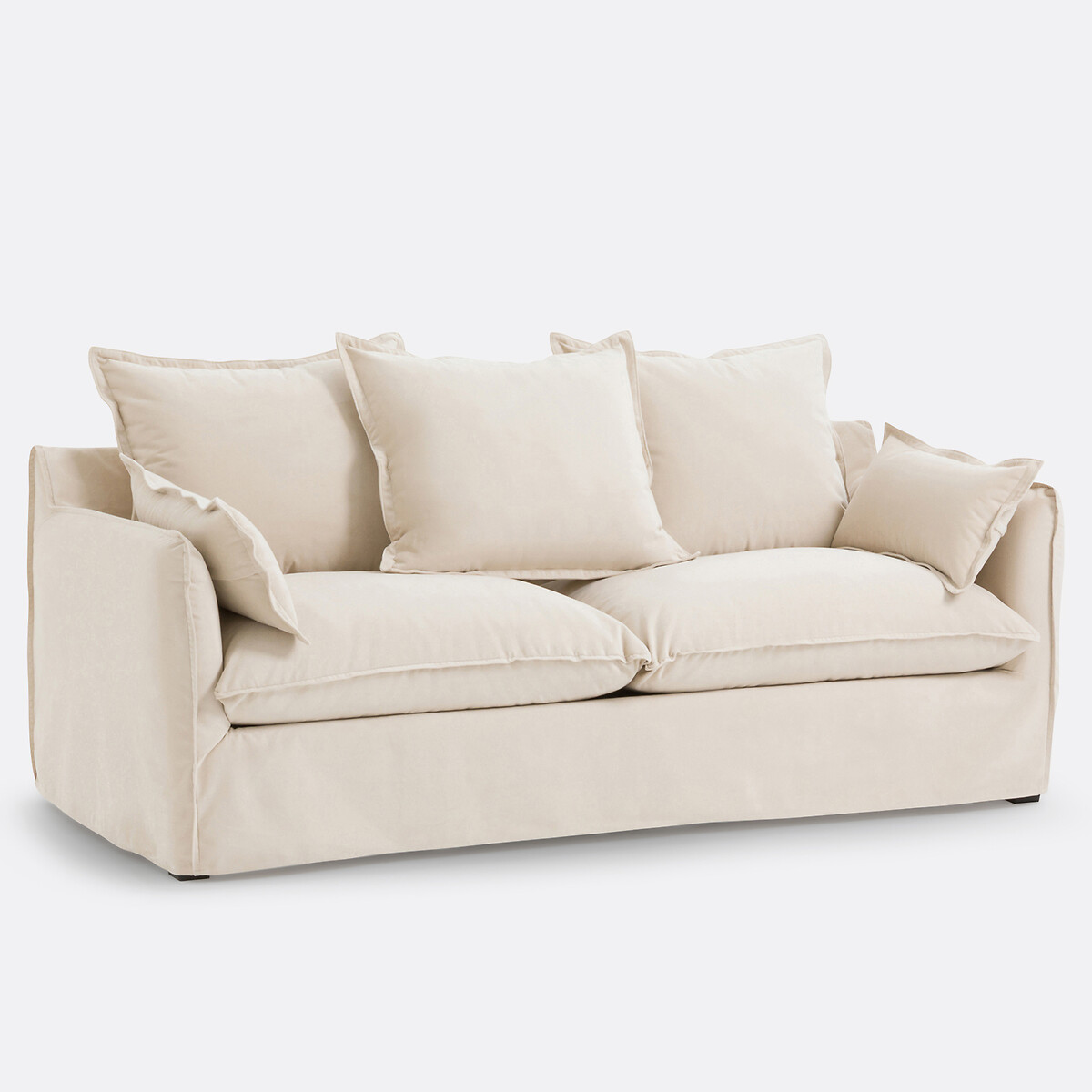 Odna Velvet 2, 3, 4 or 5-Seater Sofa with Removable Covers ecru , LA REDOUTE INTERIEURS