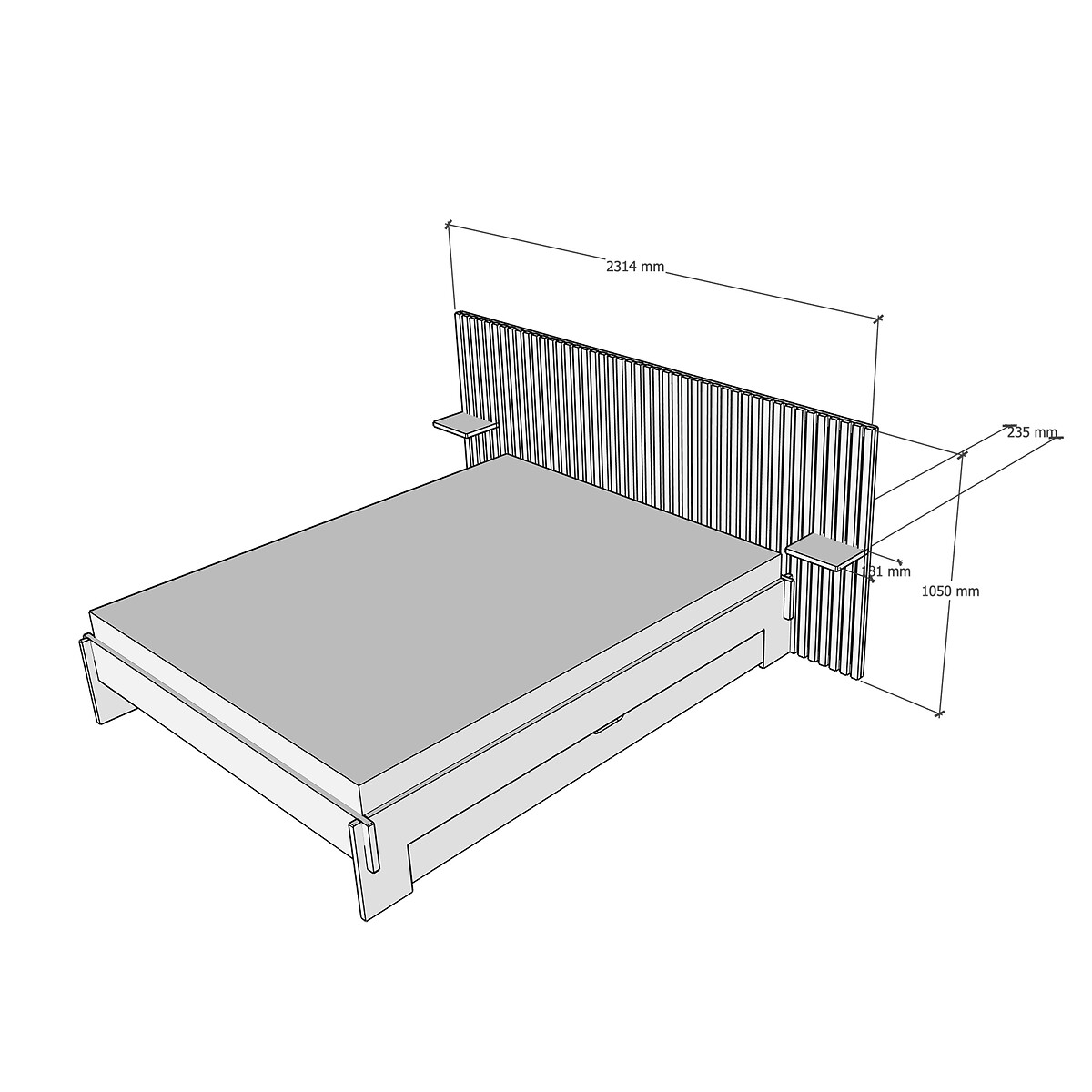 Kopfteil aus Sperrholz holz hell, EUROPE & NATURE