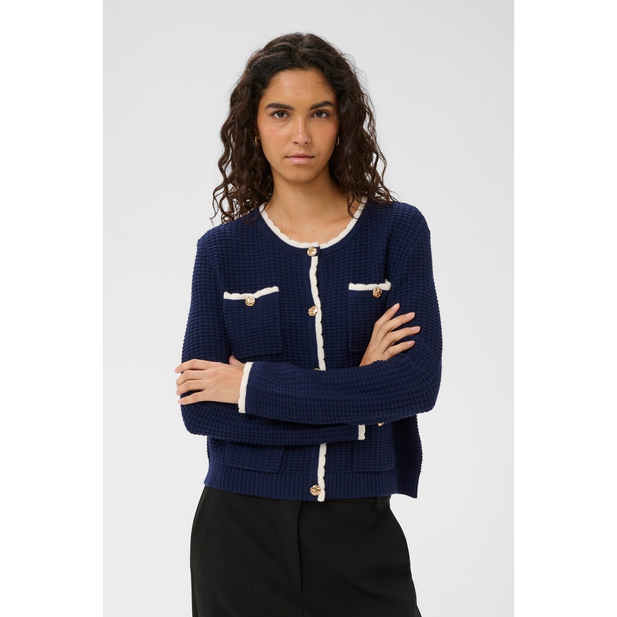 Cardigan à tricot bleu night sky, SOAKED IN LUXURY