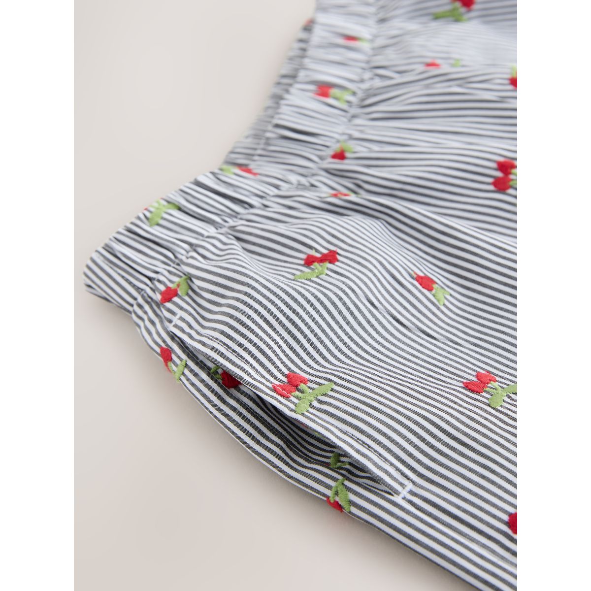 Pantalon style sarouel broderie cerise rayée bleue, NEXT