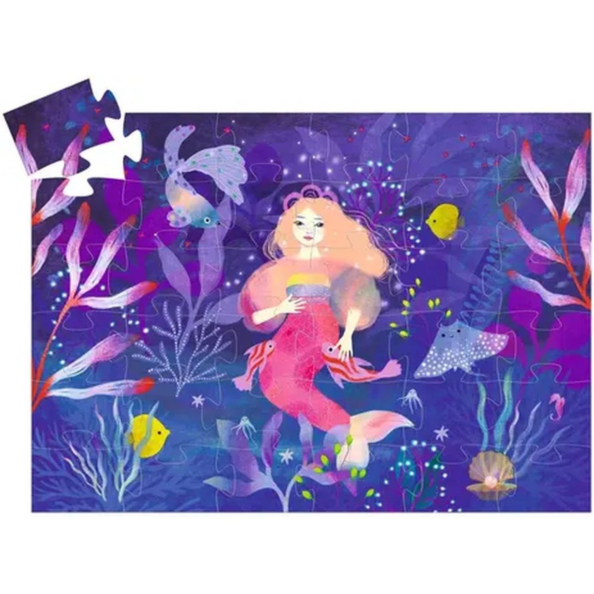 Puzzle silhouette Ella la sirène 36 pièces couleur unique, DJECO