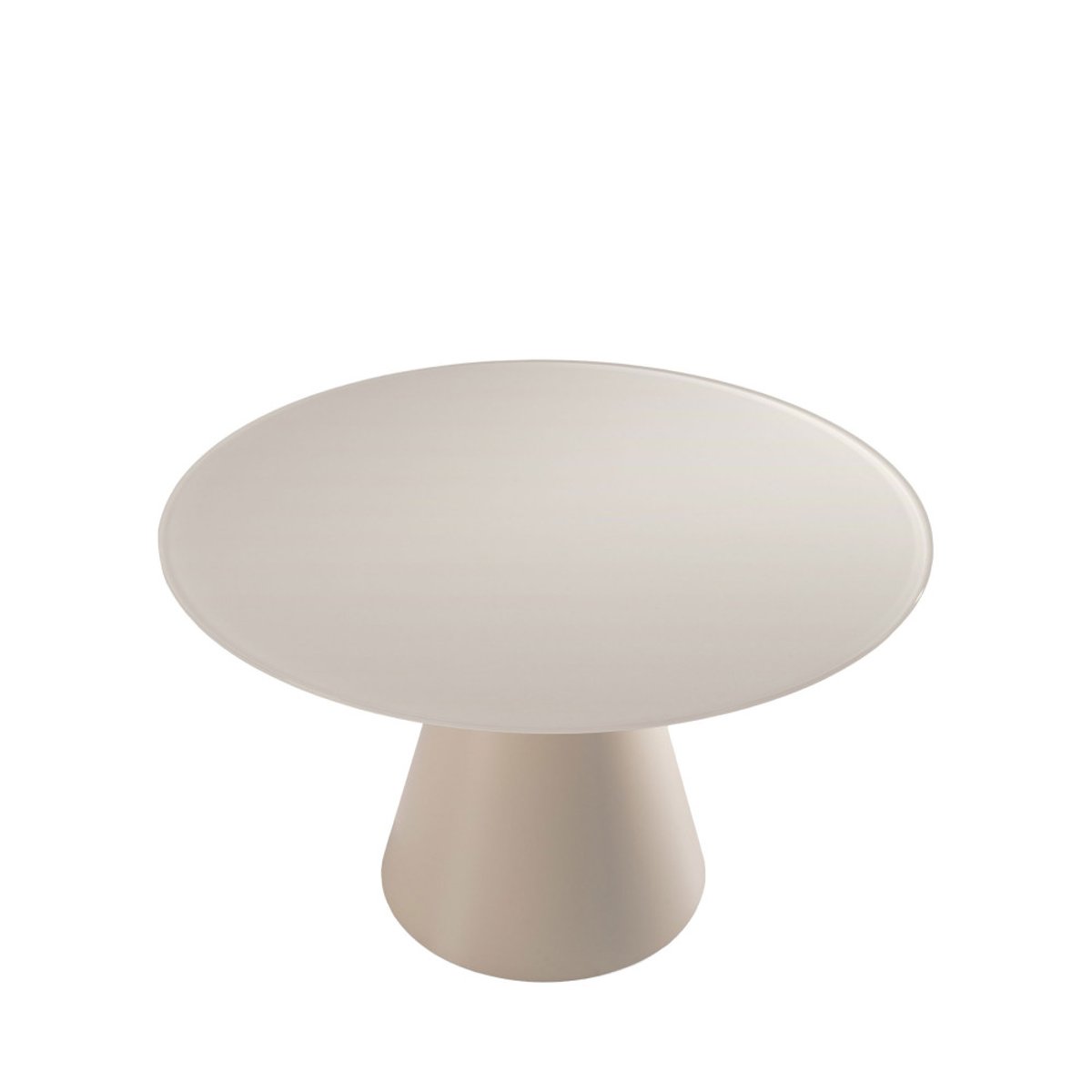 Table à manger 4 personnes ronde en verre trempé et métal 120cm- CELESTE beige, DRAWER