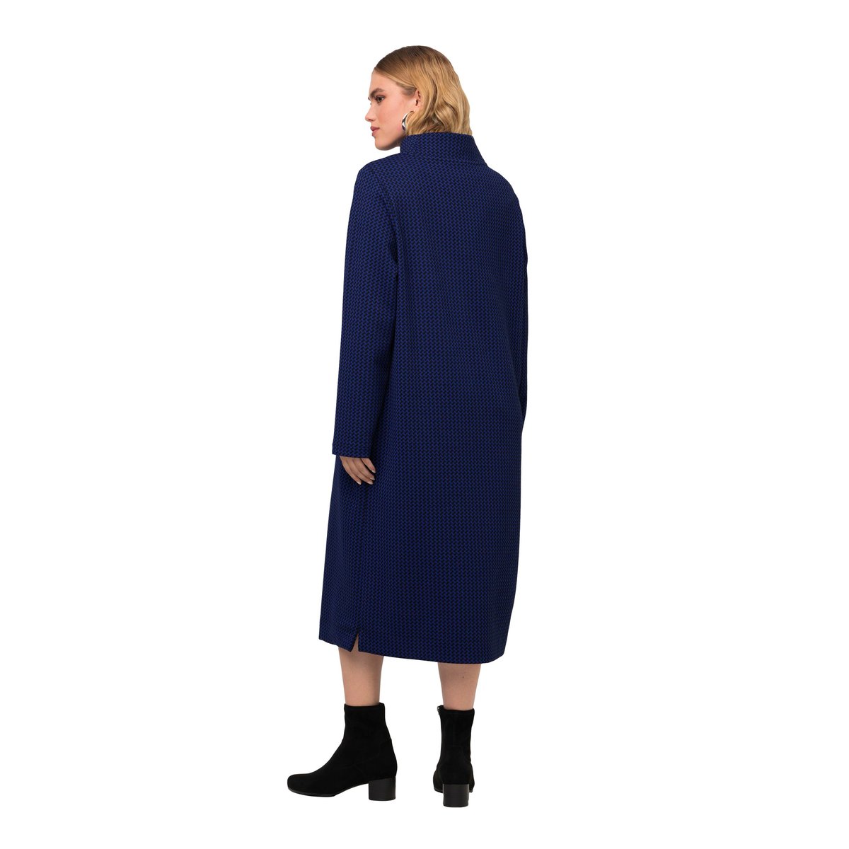 Robe en molleton texturé à col montant et titan bleu, ULLA POPKEN