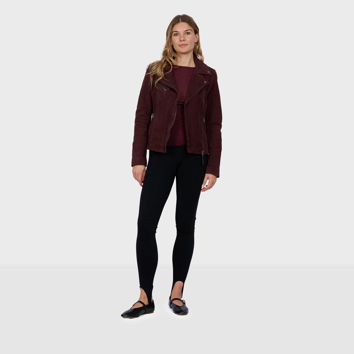 Blouson en cuir à coupe slim CLIPS bordeaux, OAKWOOD