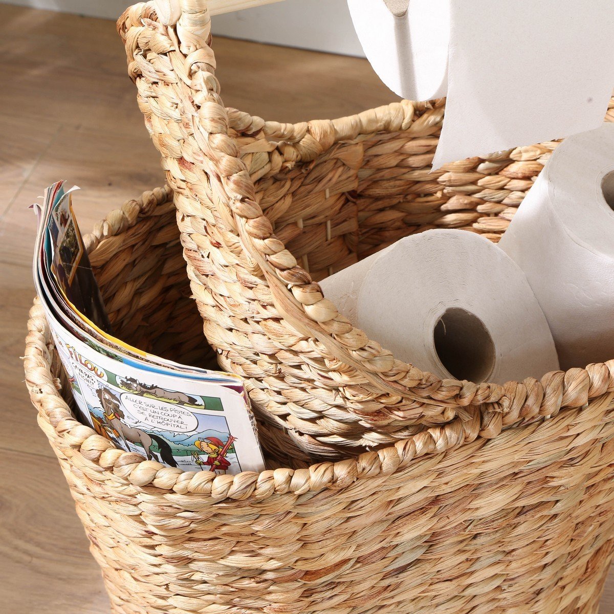 Panier de rangement pour papier WC bois clair, CALICOSY