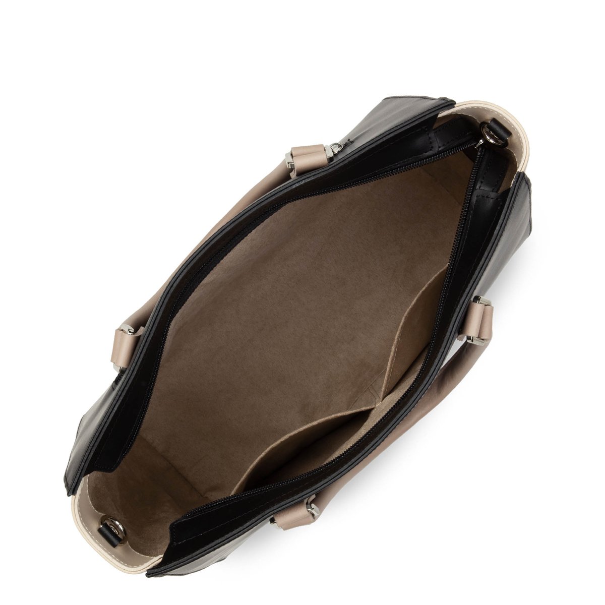 Grand sac cabas main, Made in France SMOOTH noir - nude clair - nude foncé, LANCASTER