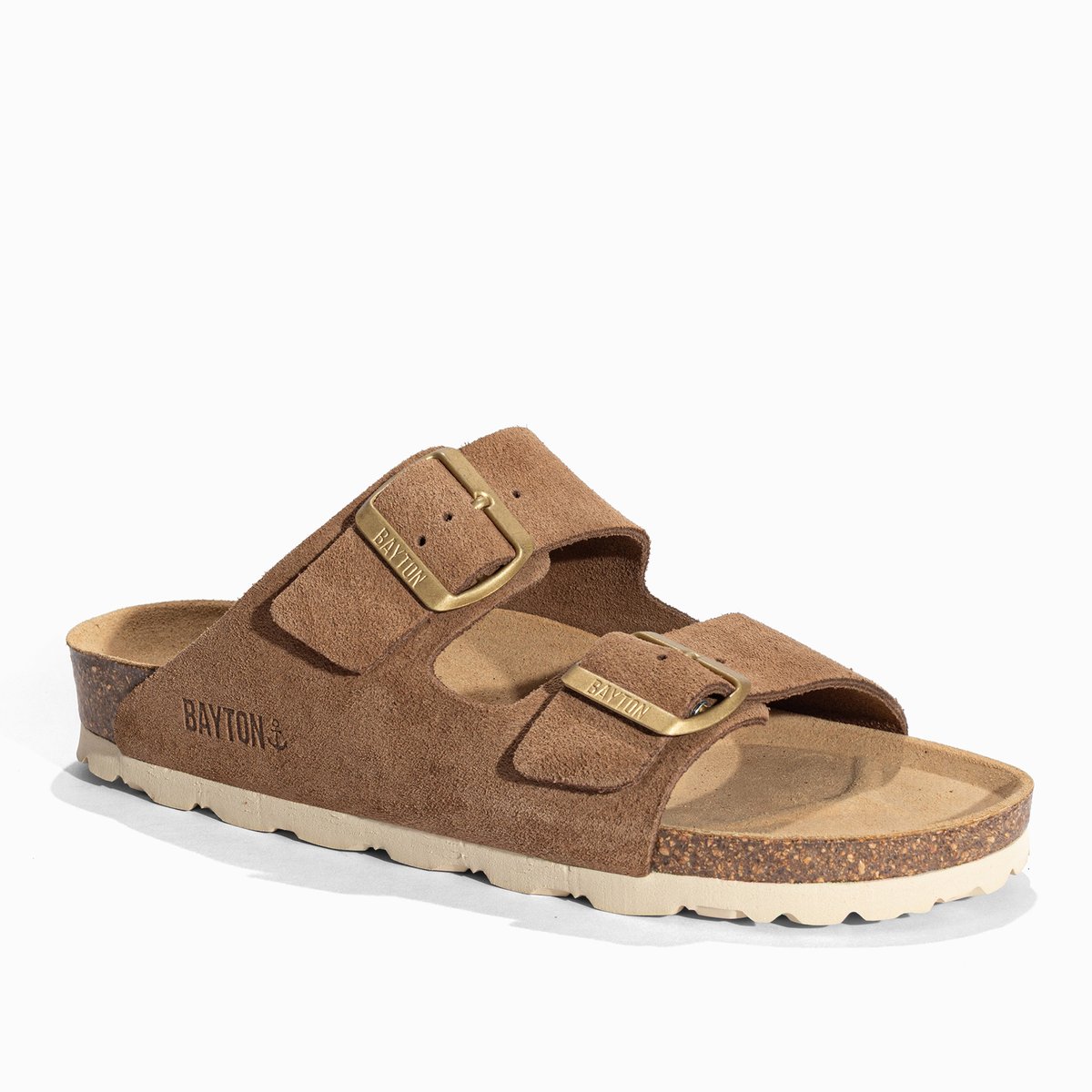 Sandales en cuir suedé ATLAS taupe, BAYTON