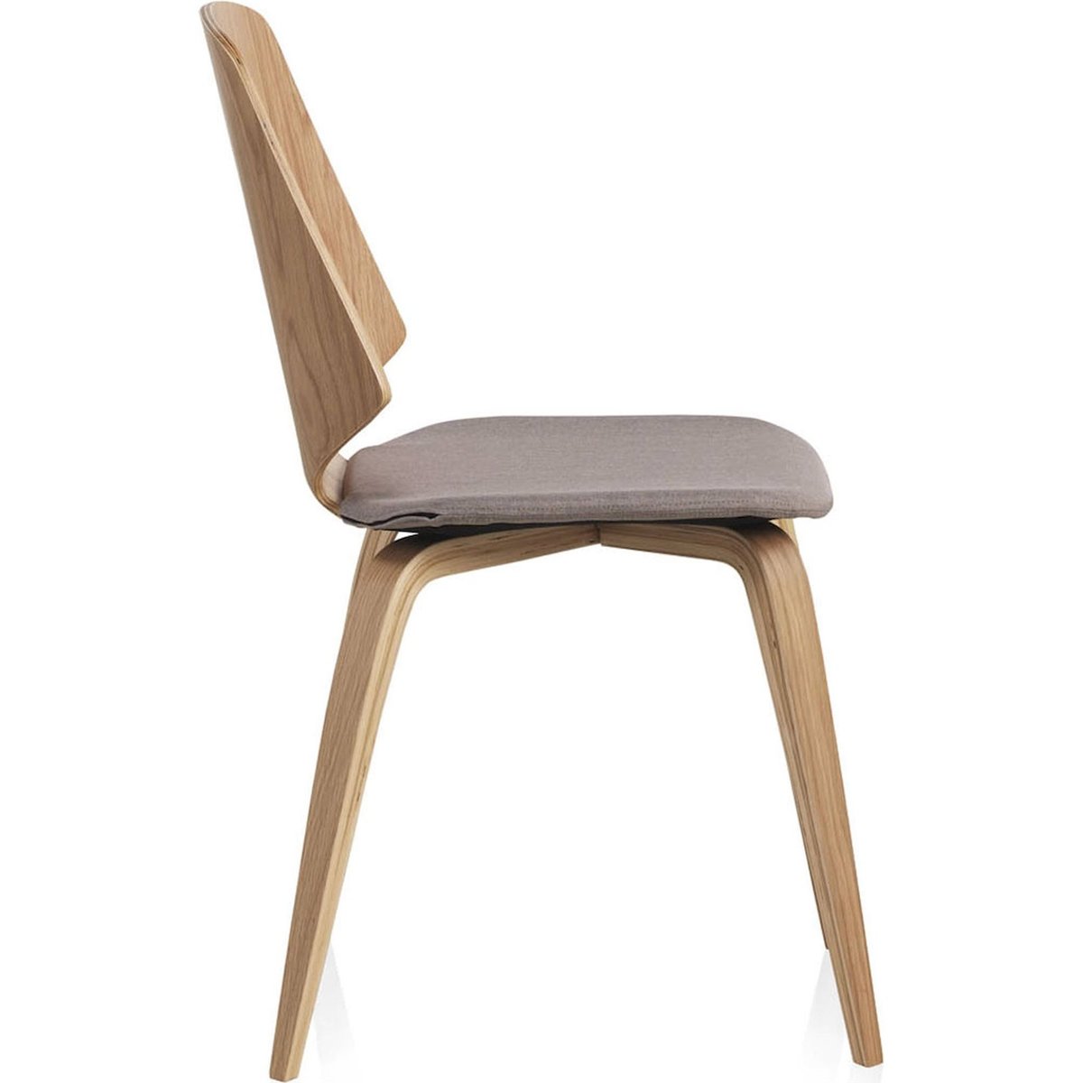 Chaise en chêne assise rembourrée lot de 4 chêne naturel et tissu gris clair, RECOLLECTION