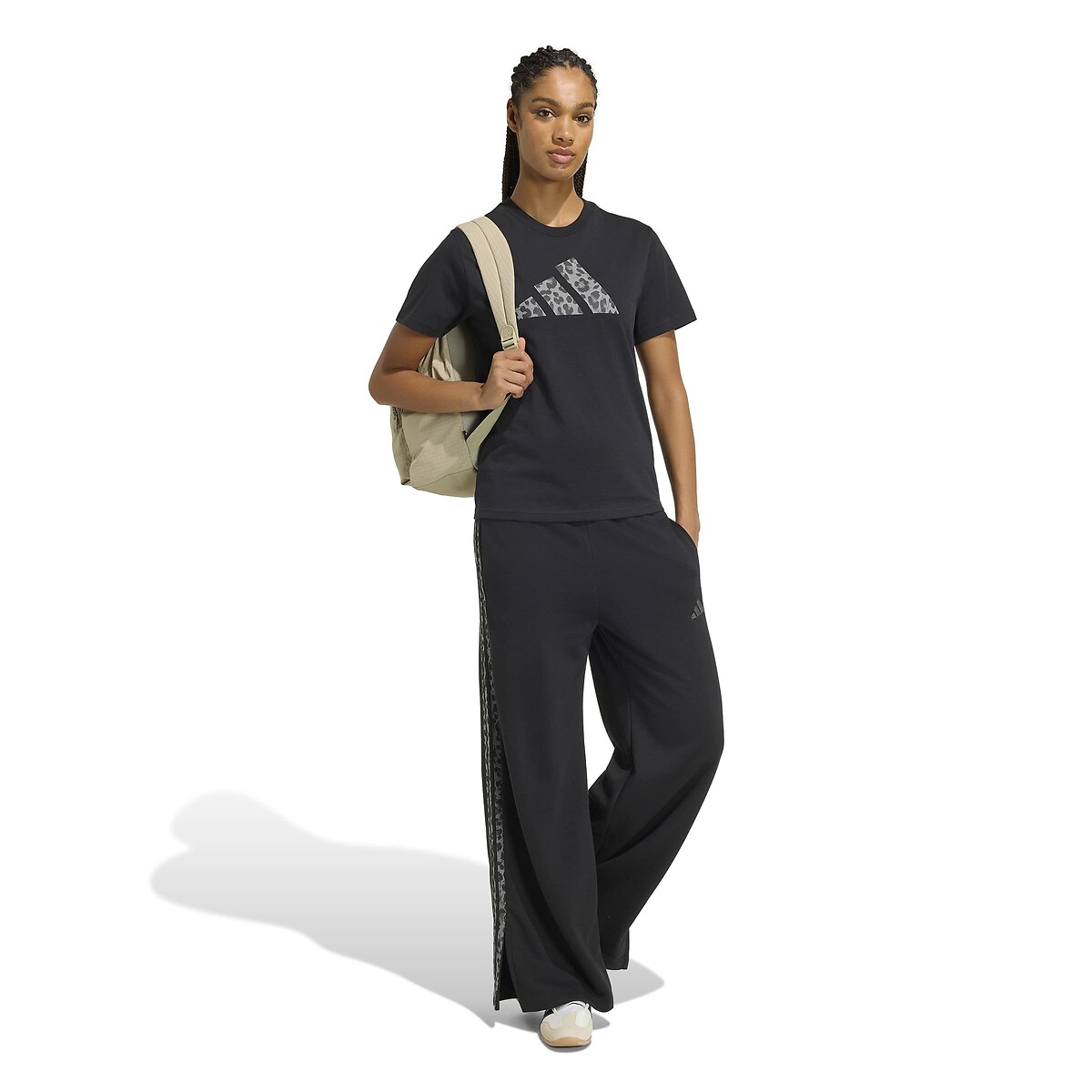 T-shirt manches courtes, logo imprimé léopard noir, ADIDAS SPORTSWEAR