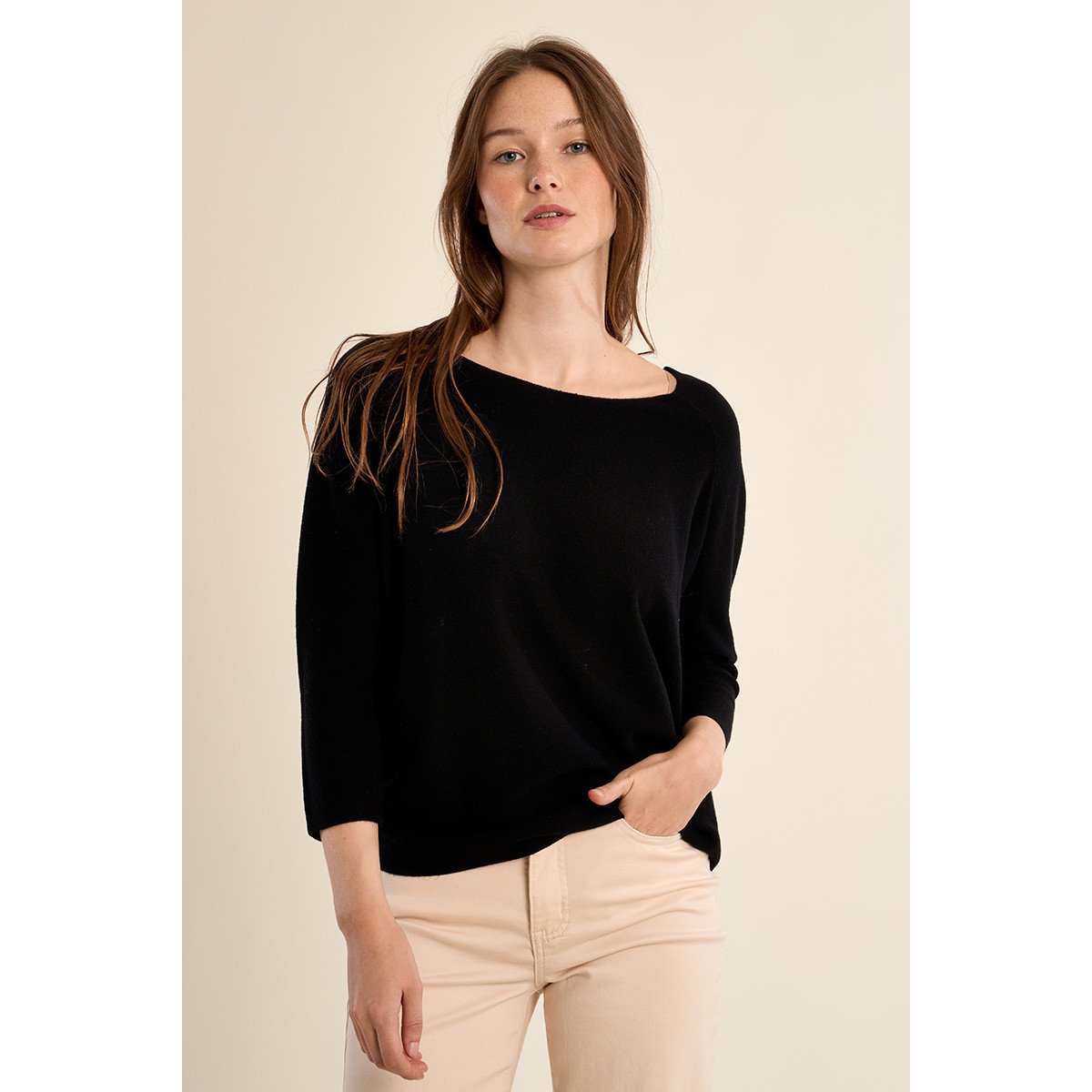 Pull en maille fine, basique noir, MOLLY BRACKEN