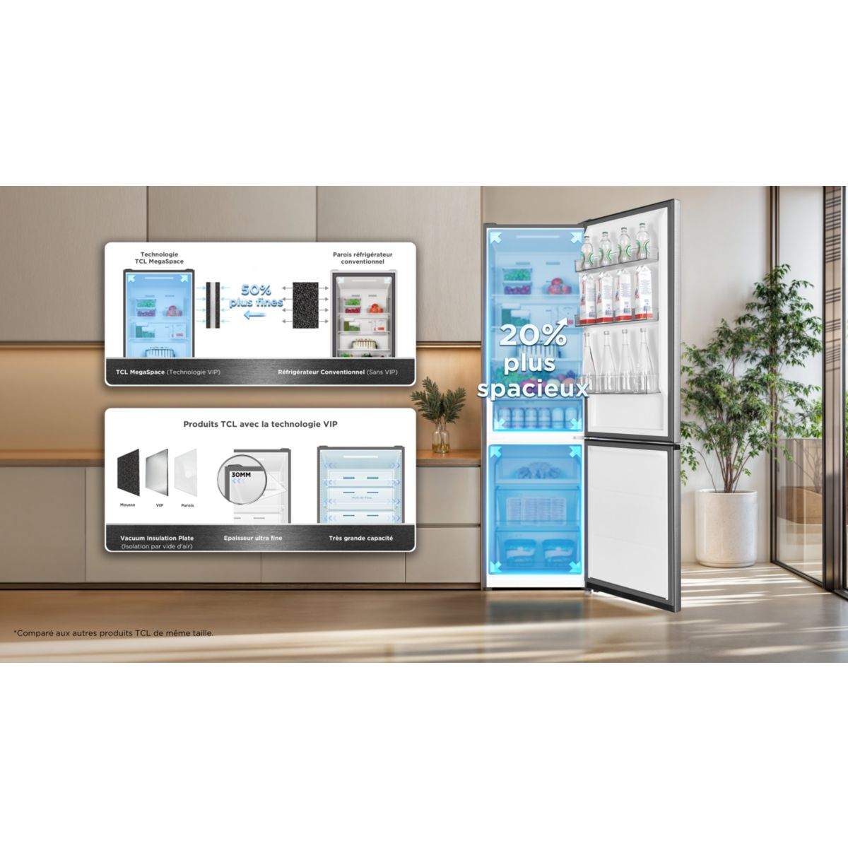 Réfrigérateur combiné RP409BID0 couleur unique, TCL