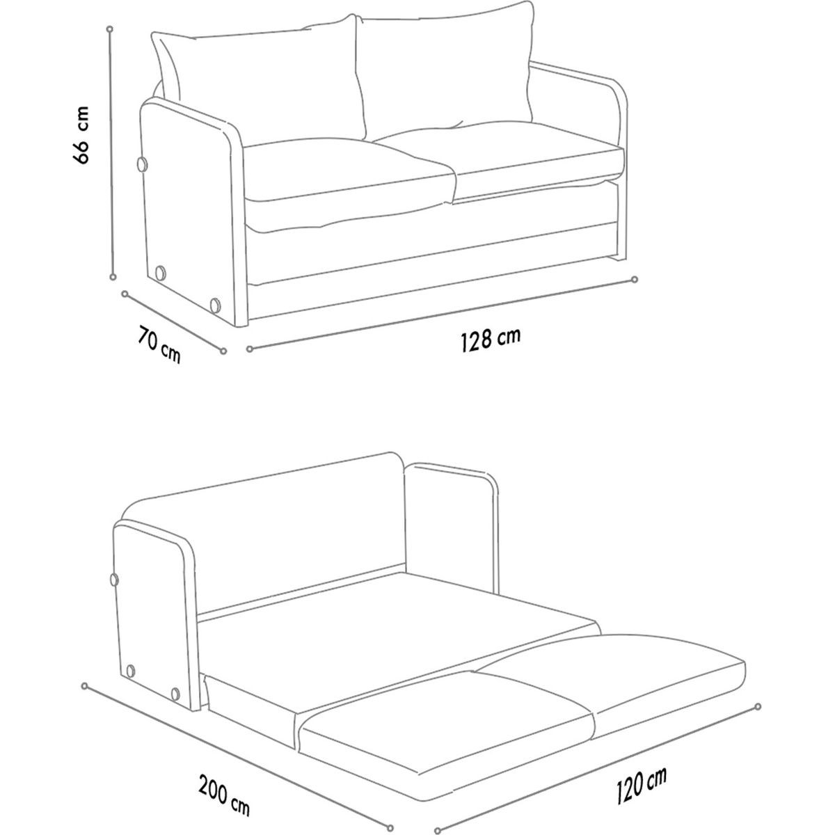 Canapé convertible 2 places en tissu - LUZ beige, HOMIFAB