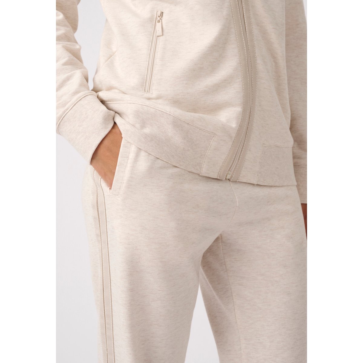 Veste de jogging zippée marron beige chiné, DAMART