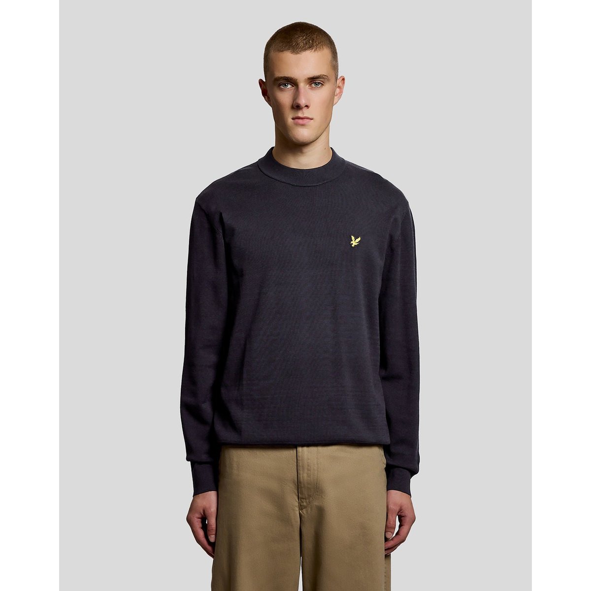 Pull coupe décontractée col montant bleu foncé marine, LYLE & SCOTT