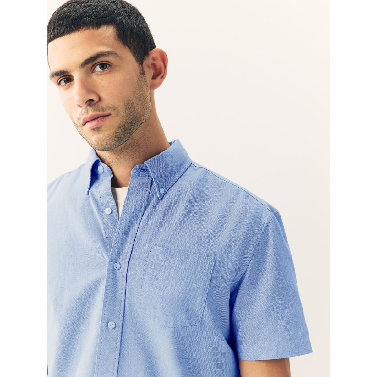 Chemise oxford à manches courtes bleu clair, NEXT