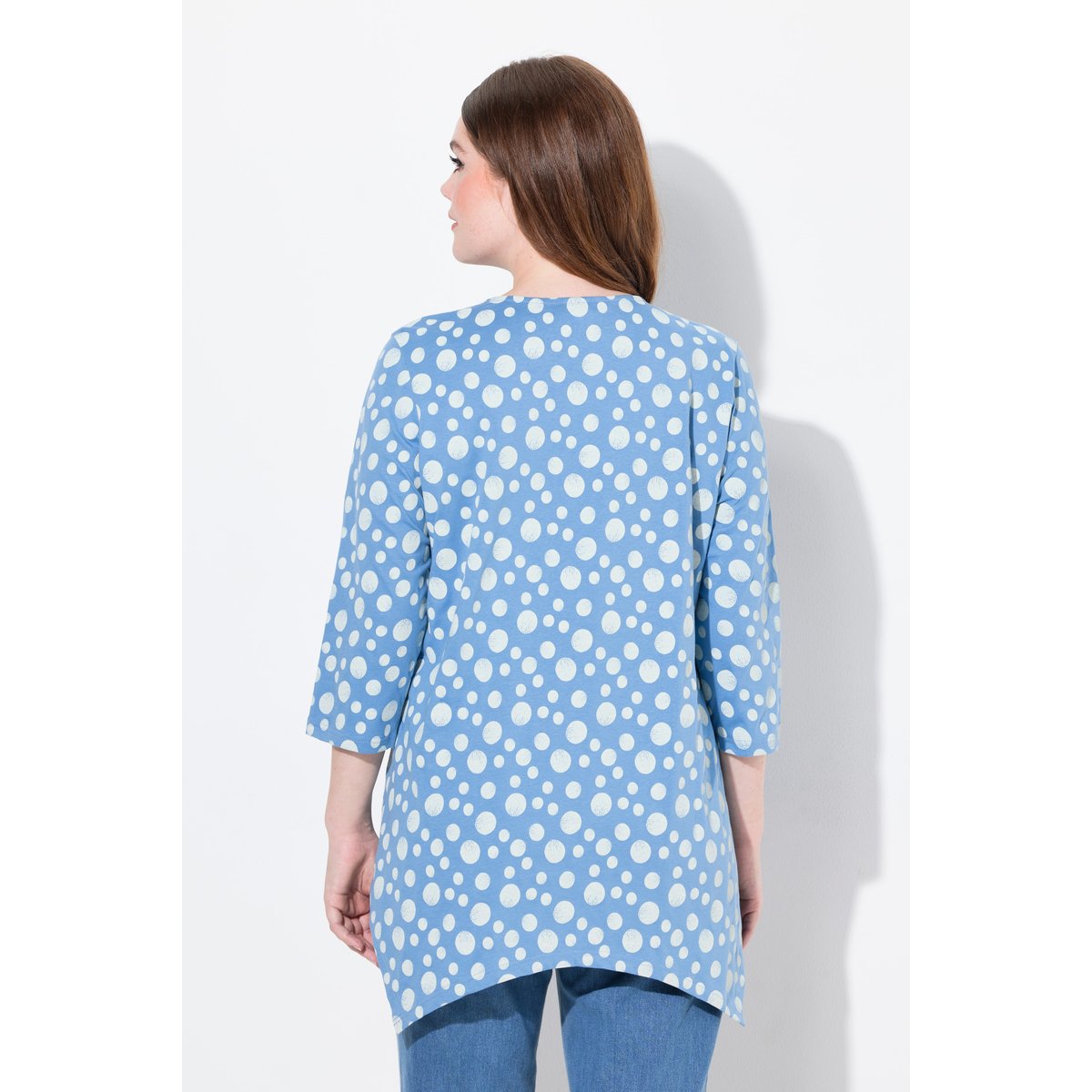 Chemise, ourlet en pointes, col en V bleuet clair, ULLA POPKEN