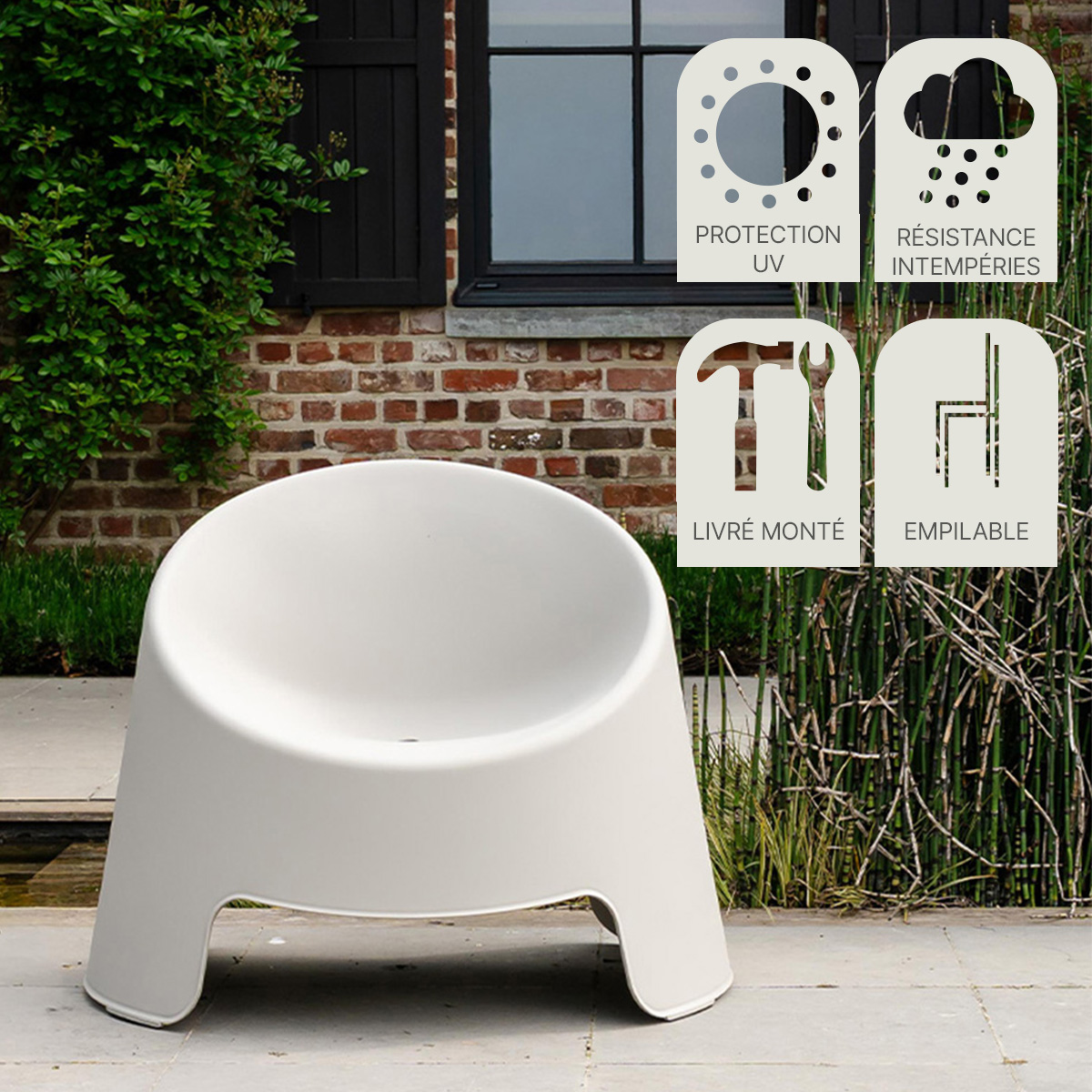 Fauteuil de jardin en résine Beige BARBARA grège, WILSA GARDEN