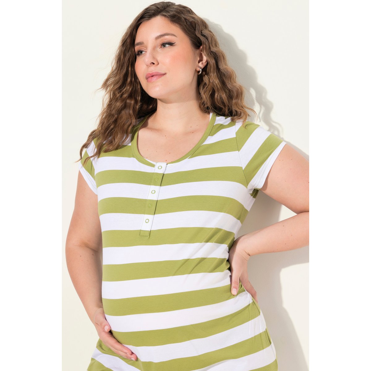 Robe de grossesse en jersey manches courtes sauge, ULLA POPKEN