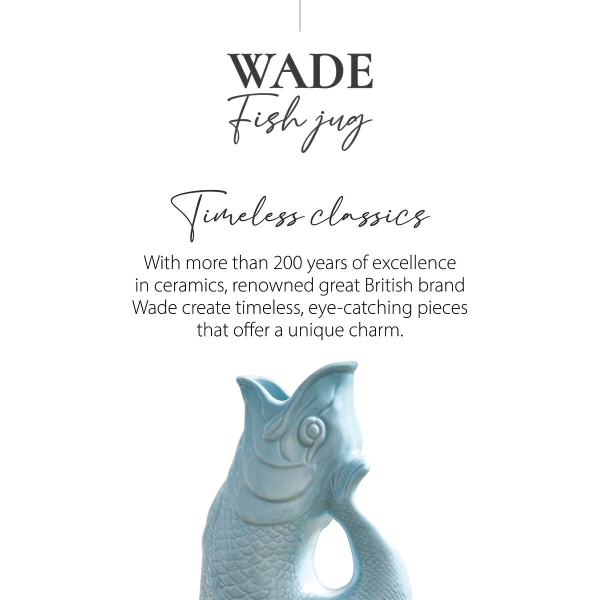 The Original 0.6L Gurgle Fish Jug eau de nil, WADE POTTERY