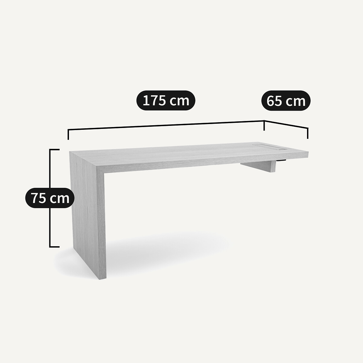 Plateau de bureau chêne et plaqué L175, Mikube chêne naturel, AM.PM